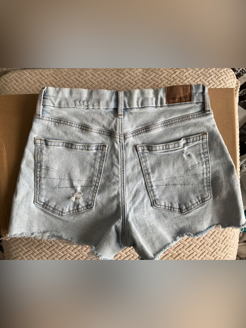 American Eagle Outfitters Light Blue Distressed Denim Shorts - Picture 5 of 8